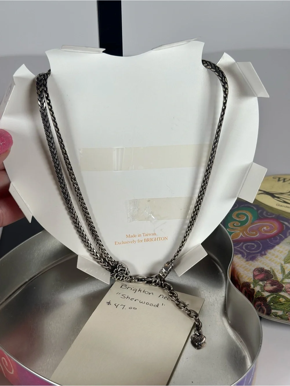 NWT Rare Retired Brighton Silver Heart Knot Celtic Pendant Necklace - Silver